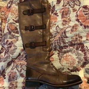 Vince camuto distressed brown leather riding boots